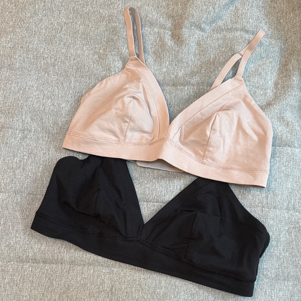 Felina Pima cotton Black and Pink Bralette Set